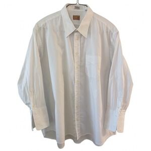 Gitman Gold Mens White Pinpoint Oxford French Cuff Dress Shirt 19-34 Made in USA
